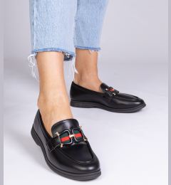 Снимка на marka niezdefiniowana Black faux leather loafers with decoration Kalenda