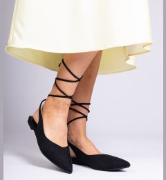 Снимка на marka niezdefiniowana Black flat lace-up pumps tied around the ankle Karlioz