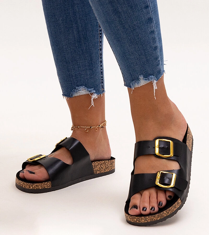 Снимка на marka niezdefiniowana Black flip-flops on cork sole Oline