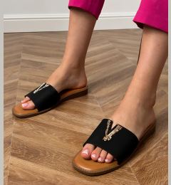 Снимка на marka niezdefiniowana Black flip-flops with a gold decoration Flavis