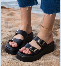Снимка на marka niezdefiniowana Black flip-flops with buckles on straps Wollis