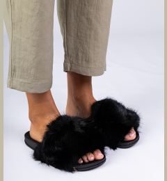Снимка на marka niezdefiniowana Black fur slides Manny