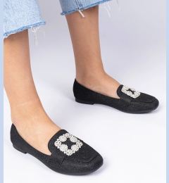 Снимка на marka niezdefiniowana Black glitter moccasins with rhinestones Sawelia
