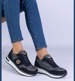 Снимка на marka niezdefiniowana Black glitter sneakers with a gold embellishment Nadina