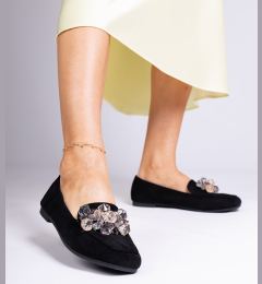 Снимка на marka niezdefiniowana Black loafers decorated with crystals Saredo