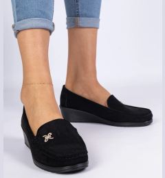 Снимка на marka niezdefiniowana Black loafers with a wedge made of eco-suede Sarimi