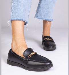 Снимка на marka niezdefiniowana Black loafers with gold decoration Feola
