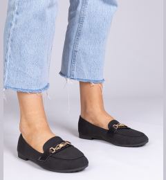Снимка на marka niezdefiniowana Black matte loafers with gold decoration Gloriasa