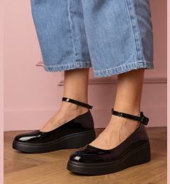 Снимка на marka niezdefiniowana Black patent leather platform Oxfords Tanga