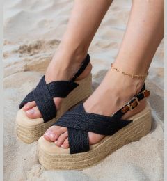 Снимка на marka niezdefiniowana Black platform espadrille sandals with straps Olisa