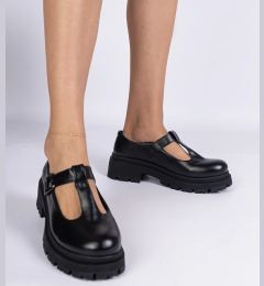 Снимка на marka niezdefiniowana Black platform shoes made of eco-leather Nella