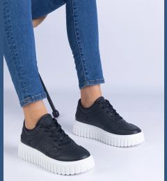 Снимка на marka niezdefiniowana Black sneakers with a breathable pattern on a thick sole Lusinda