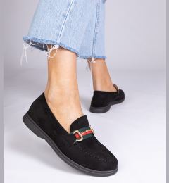 Снимка на marka niezdefiniowana Black suede loafers with gold decoration Daliana