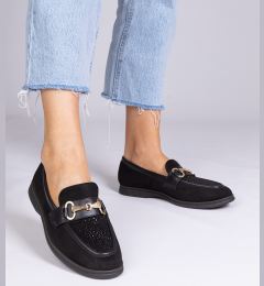 Снимка на marka niezdefiniowana Black suede loafers with rhinestones Minilla