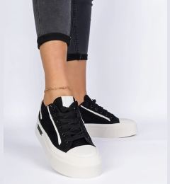 Снимка на marka niezdefiniowana Black women's canvas sneakers on a platform Verinos