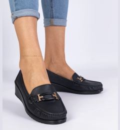 Снимка на marka niezdefiniowana Black women's loafers with a wedge made of eco-leather Kappi