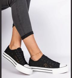 Снимка на marka niezdefiniowana Black women's perforated sneakers Fernansis