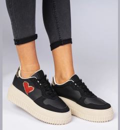Снимка на marka niezdefiniowana Black women's sneakers with glittery heart Laira