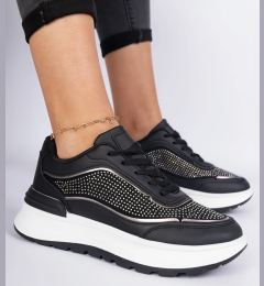 Снимка на marka niezdefiniowana Black women's sneakers with rhinestones Fucco