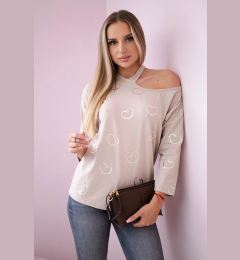 Снимка на marka niezdefiniowana Blouse with a print of hearts beige