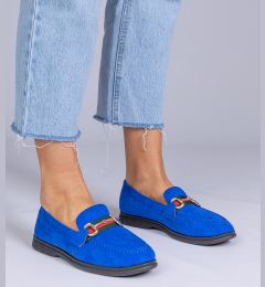 Снимка на marka niezdefiniowana Blue suede loafers with gold decoration Daliana