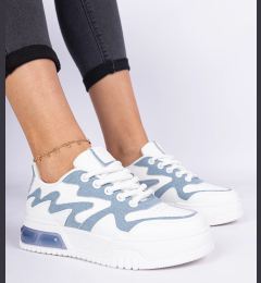 Снимка на marka niezdefiniowana Blue women's sneakers with denim accents Lasata