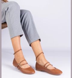 Снимка на marka niezdefiniowana Brown eco-leather ballet flats with buckles Vitoldora