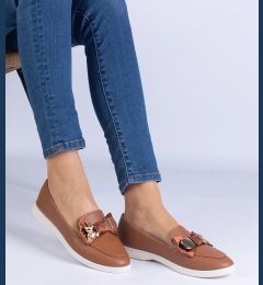 Снимка на marka niezdefiniowana Brown loafers decorated with a bow and a gold teddy bear Nensi