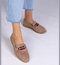 Снимка на marka niezdefiniowana Brown suede loafers with gold decoration Daliana
