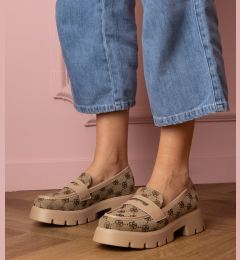 Снимка на marka niezdefiniowana Brown women's moccasins with Renos embroidery