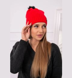 Снимка на marka niezdefiniowana Cap with a pompom Judyta K347 red