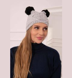Снимка на marka niezdefiniowana Cap with fleece 2 pompoms K291 gray