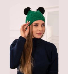 Снимка на marka niezdefiniowana Cap with fleece 2 pompoms K291 green