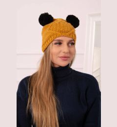 Снимка на marka niezdefiniowana Cap with fleece 2 pompoms K291 mustard