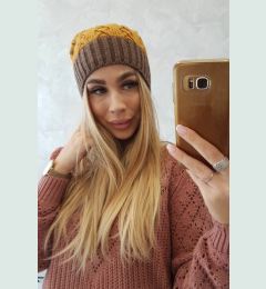 Снимка на marka niezdefiniowana Cap with fleece Bibiana K264 mocca + mustard