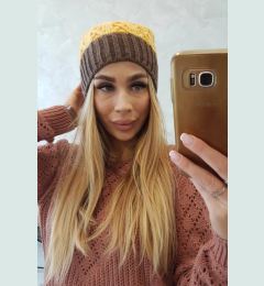 Снимка на marka niezdefiniowana Cap with fleece Bibiana K264 mocca + yellow
