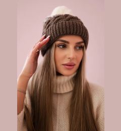 Снимка на marka niezdefiniowana Cap with fleece Ilona K218 cappuccino+ecru