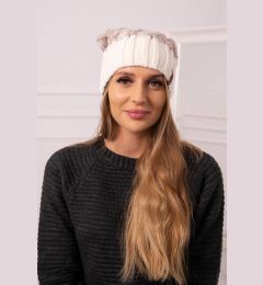 Снимка на marka niezdefiniowana Cap with fleece Milano K203 dark beige melange + ecru