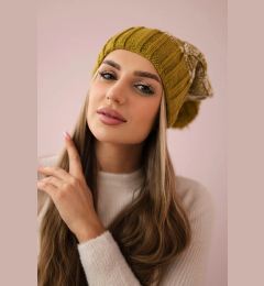 Снимка на marka niezdefiniowana Cap with fleece Milano K203 ecru melange+kiwi