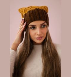 Снимка на marka niezdefiniowana Cap with fleece Milano K203 mustard melange+brown