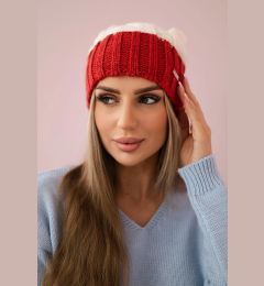 Снимка на marka niezdefiniowana Cap with fleece Paris K212 ecru+burgundy