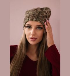 Снимка на marka niezdefiniowana Cap with fleece Roksana K209 cappuccino + light khaki