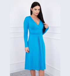 Снимка на marka niezdefiniowana Dress cut under the bust, long sleeve turquoise