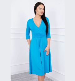 Снимка на marka niezdefiniowana Dress with cut-off under the bust, 3/4 sleeves turquoise