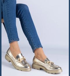 Снимка на marka niezdefiniowana Gold classic oxford shoes with gold embellishment Amikol