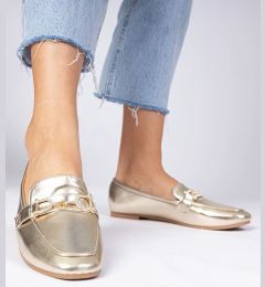 Снимка на marka niezdefiniowana Gold elegant moccasins with rhinestones Banzao