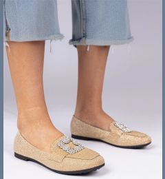 Снимка на marka niezdefiniowana Gold glitter moccasins with rhinestones Sawelia