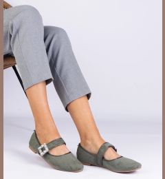 Снимка на marka niezdefiniowana Green ballet flats adorned with a crystal buckle Demetra