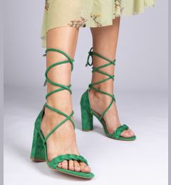 Снимка на marka niezdefiniowana Green lace-up block heel sandals Elesinda
