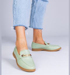 Снимка на marka niezdefiniowana Green loafers with gold decoration Feola